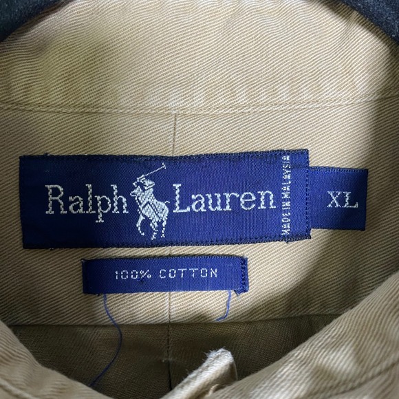 VTG Ralph Lauren Men Classic Fit Long Sleeve Button Down Khaki XL Cotton Preppy - Picture 3 of 11